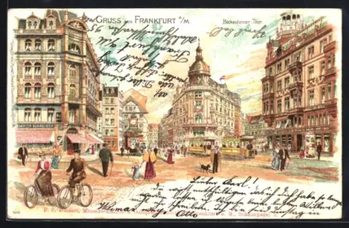 Lithographie Frankfurt /Main, Bockenheimer Thor