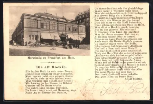 AK Frankfurt am Main, Markthalle mit Strassenpartie