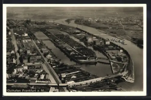 AK Frankfurt-Ostend, Ost-Hafen, Luftbild
