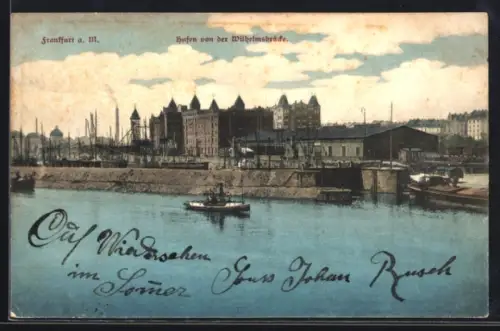 AK Frankfurt-Ostend, Osthafen von der Wilhelmsbrücke