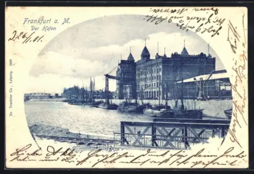 AK Frankfurt a. M., Blick in den Hafen