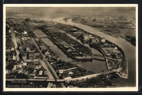 AK Frankfurt-Ostend, Ost-Hafen, Luftbild