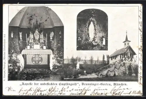 AK München, Brunninger-Garten, Kapelle der unbefleckten Empfängnis