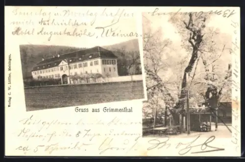 AK Grimmenthal, Gebäudeansicht, Garten