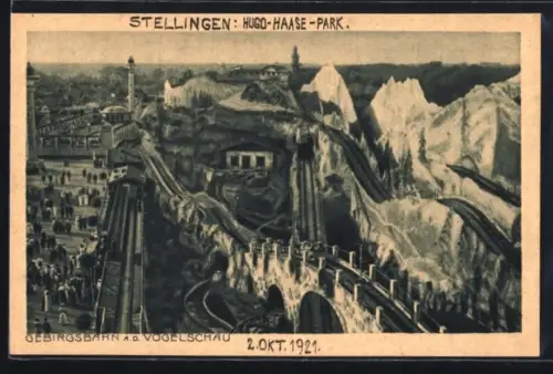 AK Hamburg-St. Pauli, HH Park Vergnügungspark d. Hugo Haase AG, Gebirgsbahn