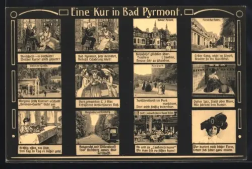 AK Bad Pyrmont, Fürstliches Kur-Hotel, Bahnhof, Bergbahn nach dem Bomberg