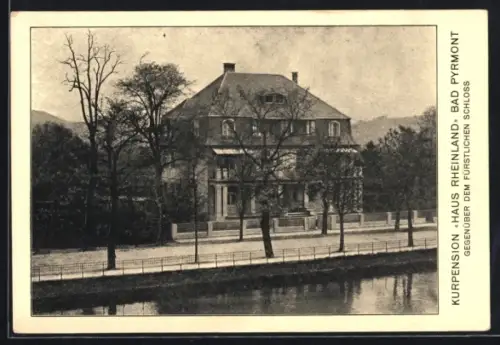AK Bad Pyrmont, Kurpension Haus Rheinland, gegenüber dem fürstlichen Schloss