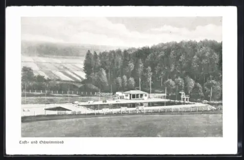 AK Grünenplan /Alfeld, Luft- und Schwimmbad mit Feldern aus der Vogelschau