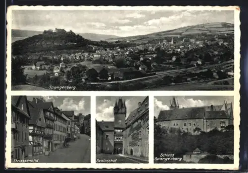 AK Spangenberg, Schloss Spangenberg, Schlosshof, Strassenbild, Gesamtansicht