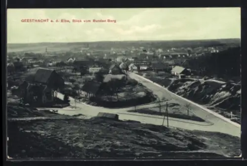 AK Geesthacht a. d. Elbe, Blick vom Runden Berg aus Strassen u. Ort