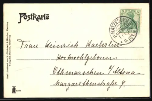 AK Ratzeburg, Bahndamm mit Wasserblick, Neujahrsgruss