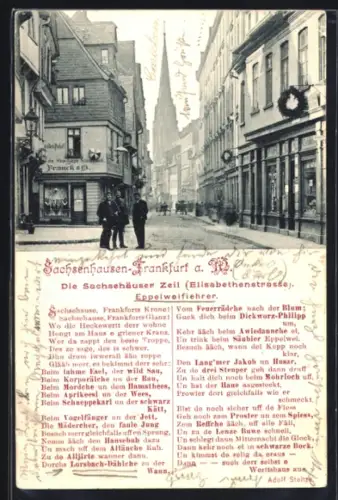 AK Sachsenhausen-Frankfurt a. M., Sachsenhäuser Zeil / Elisabethenstrasse, Eppelweifiehrer