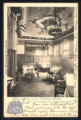 AK München, Königl. Hofbräuhaus, Innenansicht, Wappen