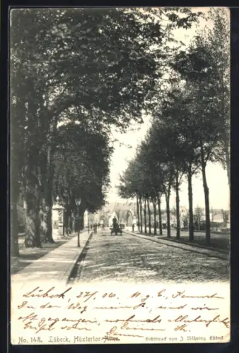 AK Lübeck, Hüxtertor-Allee, Strassenpartie, Litfasssäule