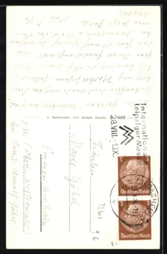 Lithographie Rinteln a. d. Weser, Bäckerstrasse, Alte Fachwerkhäuser