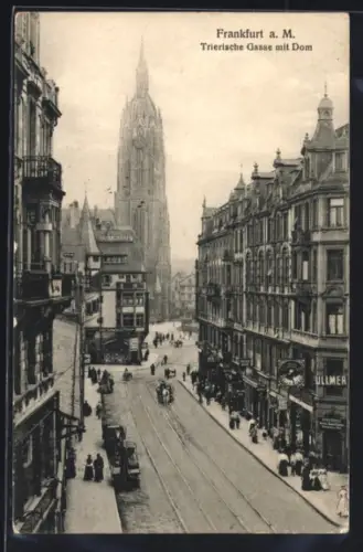 AK Alt-Frankfurt, Trierische Gasse mit Dom aus der Vogelschau