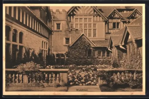 AK Frankfurt-Niederrad, Villa Waldfried, Innenhof mit Balustrade