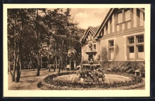 AK Frankfurt a. M., Gasthof Waldfried mit Springbrunnen