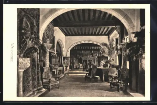AK Frankfurt-Niederrad, Villa Waldfried, Innenansicht Galerie mit Säulen