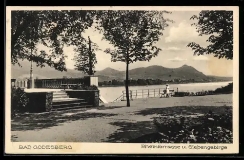 AK Bad Godesberg, Rheinterrasse und Siebengebirge