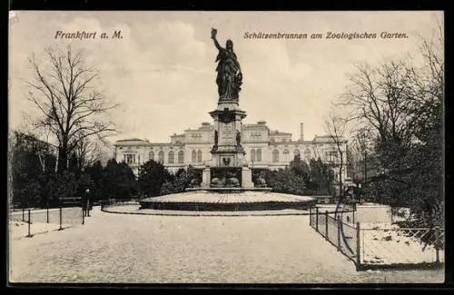 AK Frankfurt-Ostend, Schützenbrunnen am Zoologischen Garten
