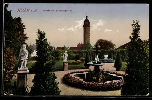 AK Höchst a. M., Partie im Schlossgarten