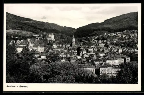 AK Baden-Baden, Teilansicht mit Schloss