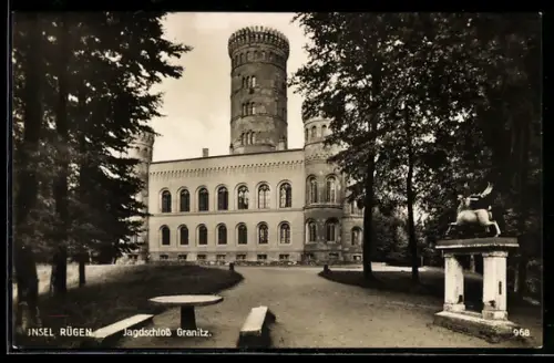 AK Insel Rügen, Blick zum Jagdschloss Granitz