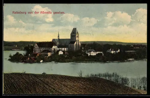 AK Ratzeburg, Blick von der Rönnitz auf Dom und Stadtinsel