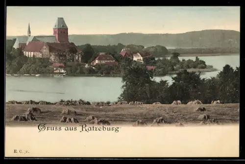 AK Ratzeburg, Teilansicht des Ortes mit Dom