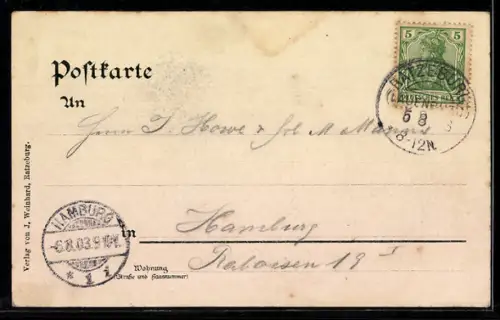 AK Ratzeburg, Uferpartie, Im Hintergrund Dom