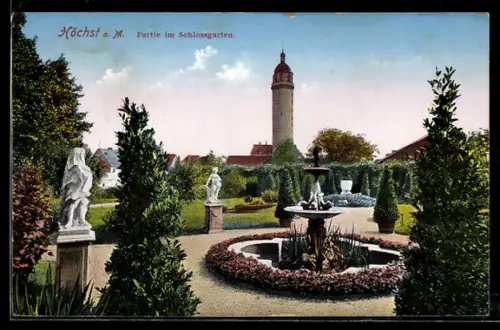 AK Höchst a. M., Partie im Schlossgarten