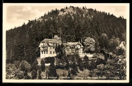 AK Berneck i. Fichtelgeb., Café u. Pension Wallenrode, Bes. Wilhelm Lauterbach, Kneippbad