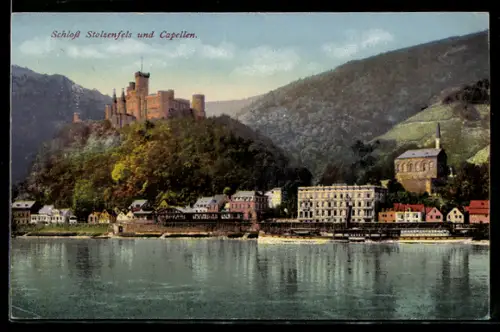 AK Stolzenfels /Capellen, Schloss Stolzenfels und Ortsansicht