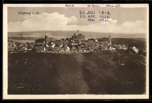 AK Dilsberg a. N., Gesamtansicht mit Burg und Kirche