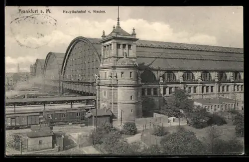 AK Frankfurt a. M., Hauptbahnhof von Westen