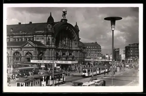 AK Frankfurt /Main, Hauptbahnhof, Strassenbahnen, Vorplatz
