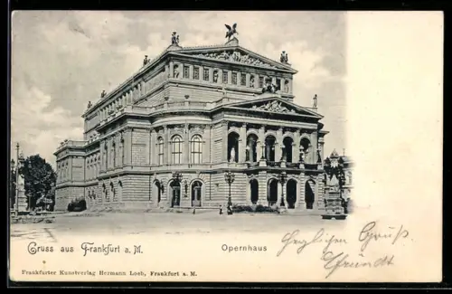 AK Frankfurt a. M., Opernhaus mit Strassenpartie