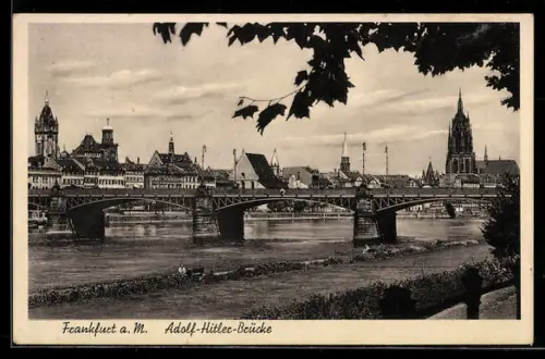 AK Alt-Frankfurt, Brücke, Im Hintergrund Dom