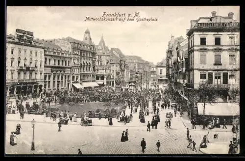 AK Frankfurt a. M., Mittwochskonzert auf dem Goetheplatz