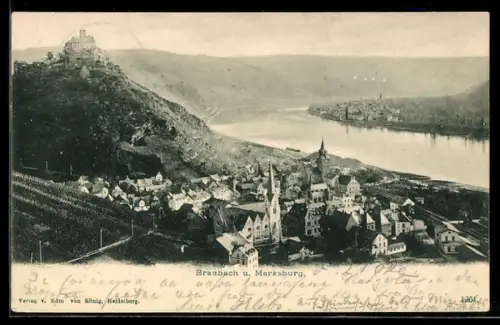 AK Braubach, Teilansicht mit Marksburg