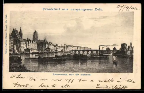 Künstler-AK Frankfurt, Panorama vor 50 Jahren