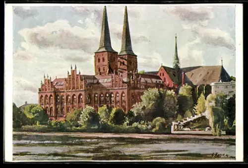 Künstler-AK Lübeck, Dom und Museum