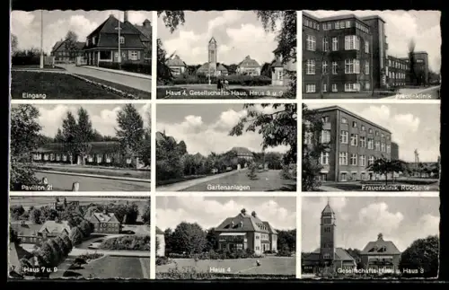 AK Lübeck, Krankenhaus Ost, Frauenklinik, Rückseite, Gartenanlagen