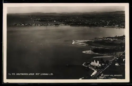 AK Lindau, Panorama mit Bodensee, Deutsches Ufer