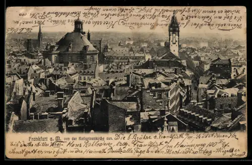 AK Frankfurt a. M., Blick von der Katharinenkirche auf Altstadt und Paulskirche