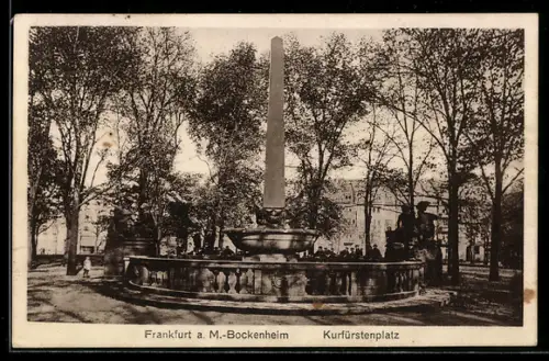 AK Frankfurt a. M.-Bockenheim, Kurfürstenplatz, Obelisk