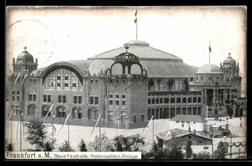 AK Frankfurt-Westend, Neue Festhalle, Hohenzollernanlage, XI. deutsches Turnfest 1908