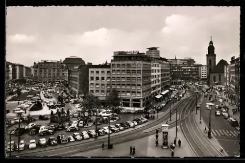 AK Frankfurt am Main, Hauptwache, Römermarkt u. Rathenauplatz aus der Vogelschau