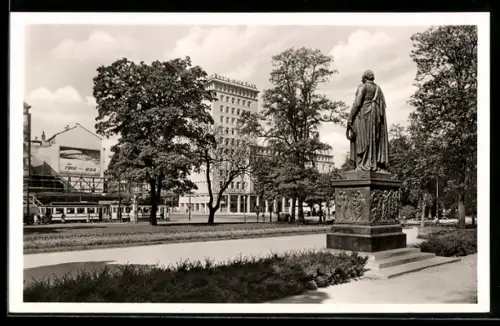 AK Frankfurt a. M., Gallus-Anlage mit Goethe-Denkmal